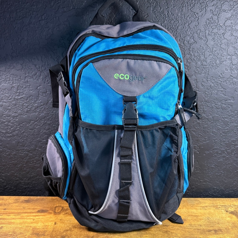 Ecogear Bighorn Blue Grey Recycled Polyester Hiking Travel Backpack Large Unisex